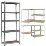 Regał Magazynowy METALOWY GARAŻOWY SREBRNY/CZARNY 3w1 875kg 180x90x40
