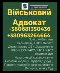 Адвокат военный, криминальный , онлайн консультации,ВЫПЛАТЫ военнымВсе