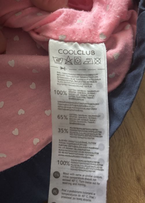 Granatowy, jesienny płaszczyk z kapturem, 93, cool club