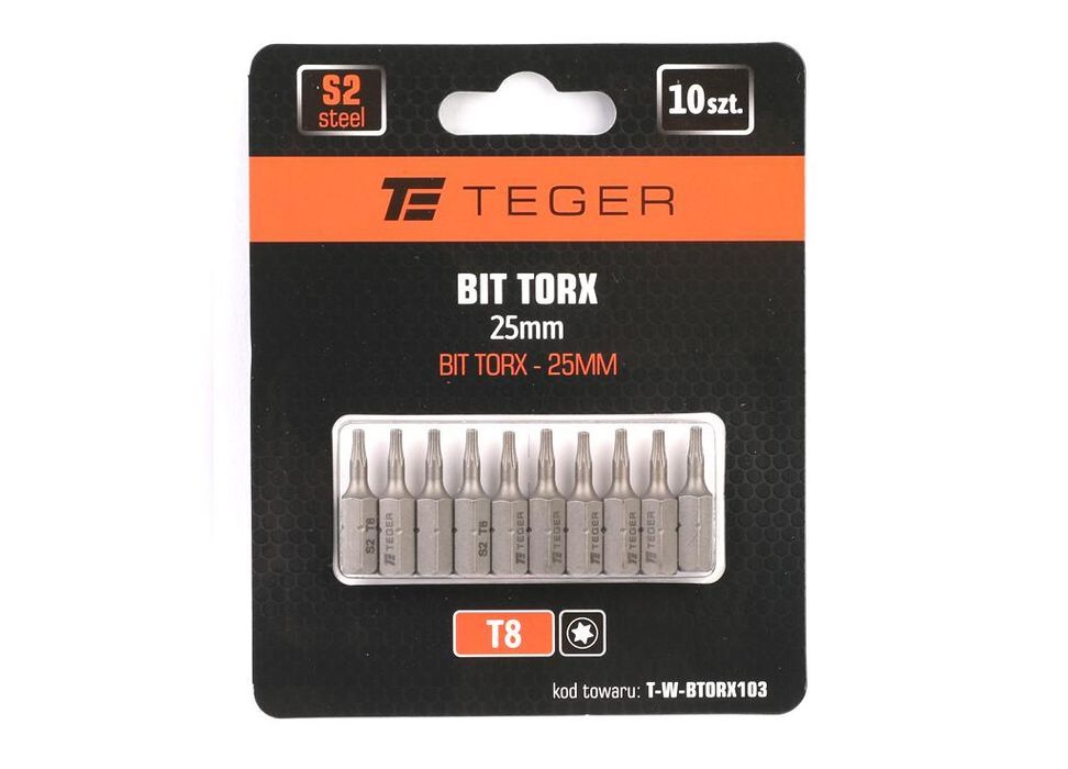 Bit TORX 25 mm/T8 (ZESTAW 10 SZT) / TEGER