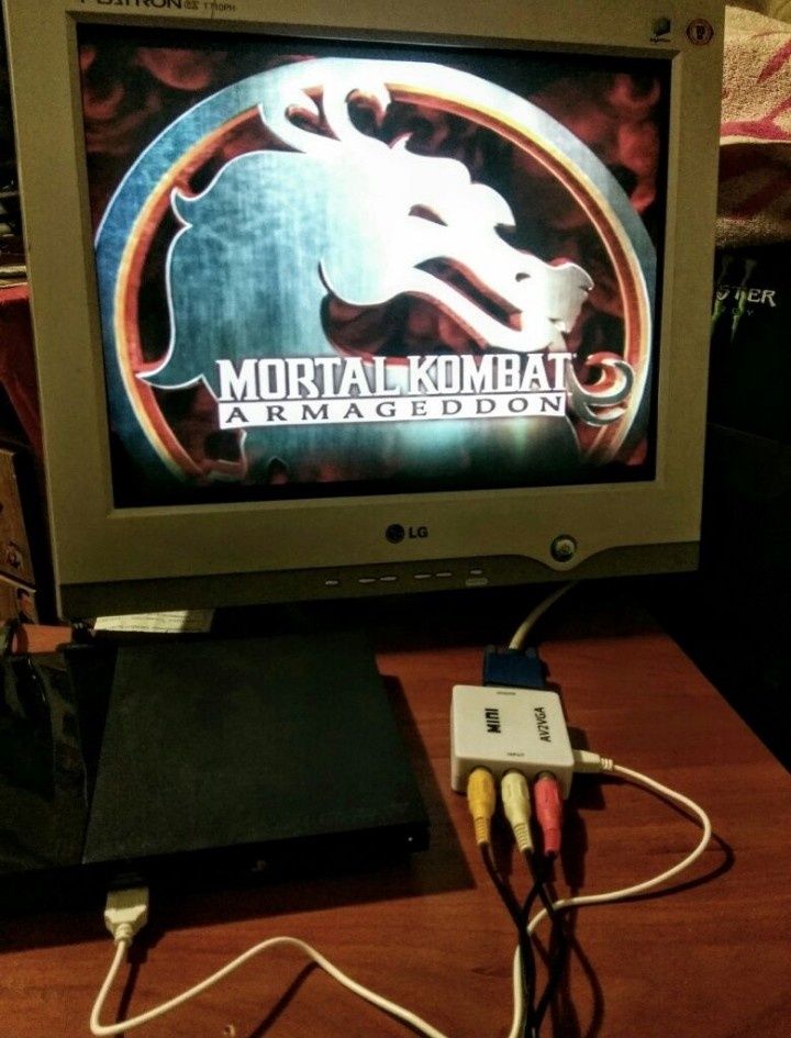 НОВЫЙ AV to VGA адаптер/переходник/конвертер видео 3RCA(тюльпаны)в ВГА