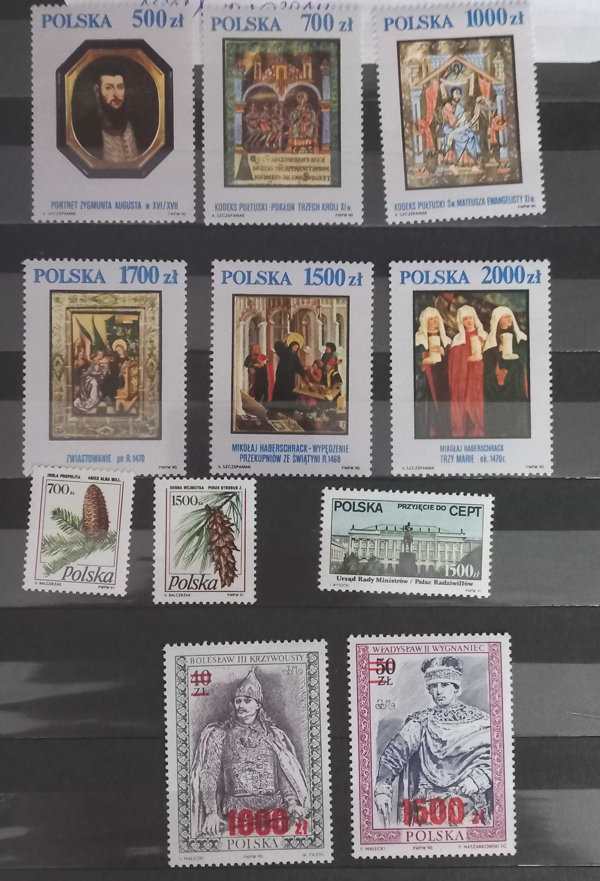 Zestaw znaczków z rocznika 1991 Polska - czyste