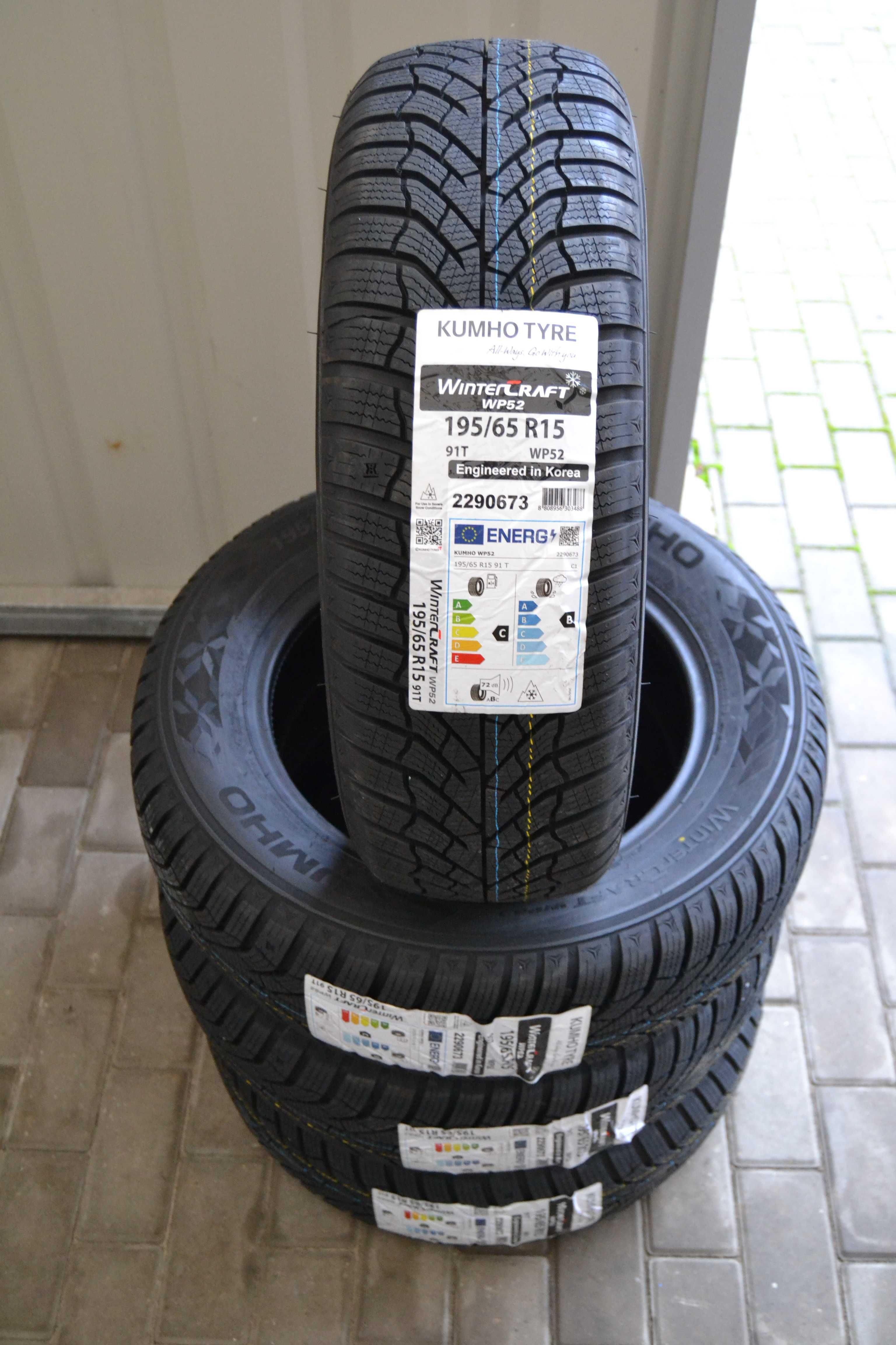 4x zima nowe 195/65r15 Kumho Wintercraft WP52 komplet 23rok 195/65-15