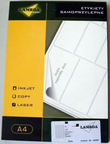 LAMBDA etykiety samoprzylepne, naklejki- format - A4 70x16 mm