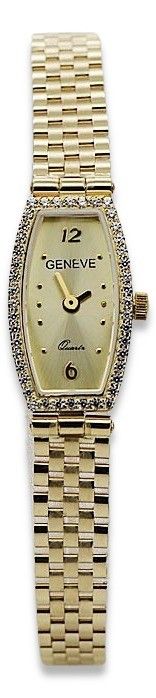 Prześliczny 14K 585 złoty damski zegarek Geneve lw100y 14k żółte złoto