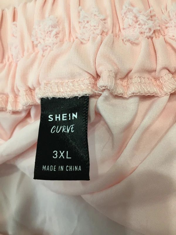 shein curve piękna spódnica pudrowa 3xl/50 plus size wysoki stan
