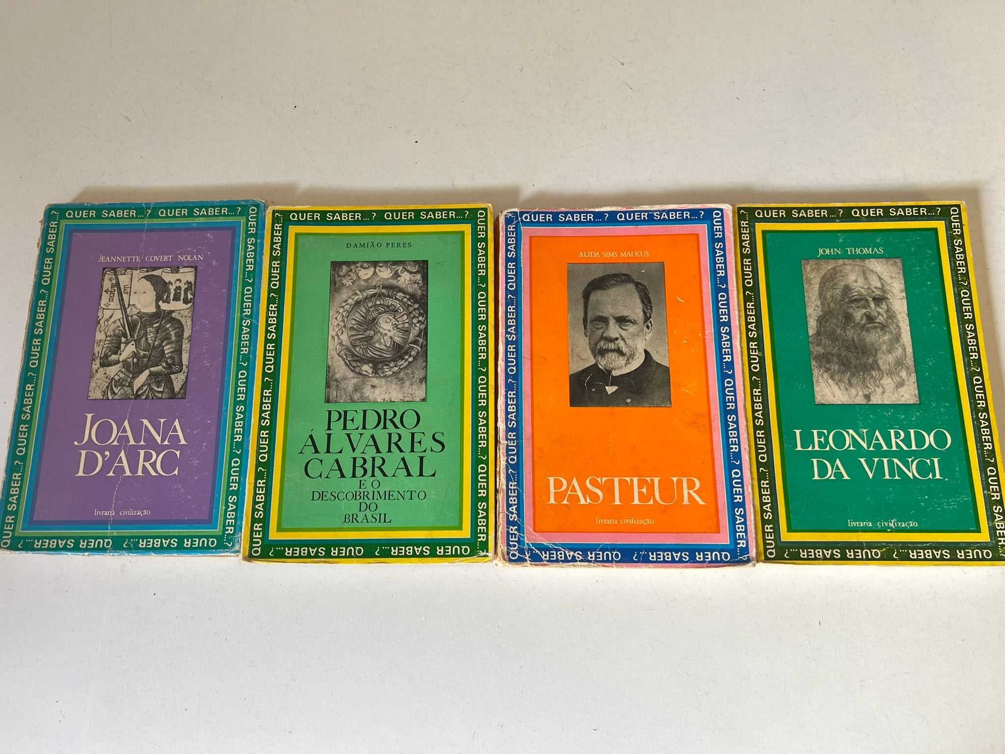 4 Livros 'Quero Saber' - Pasteur, J. D'Arc, Da Vinci, Pedro A. Cabral