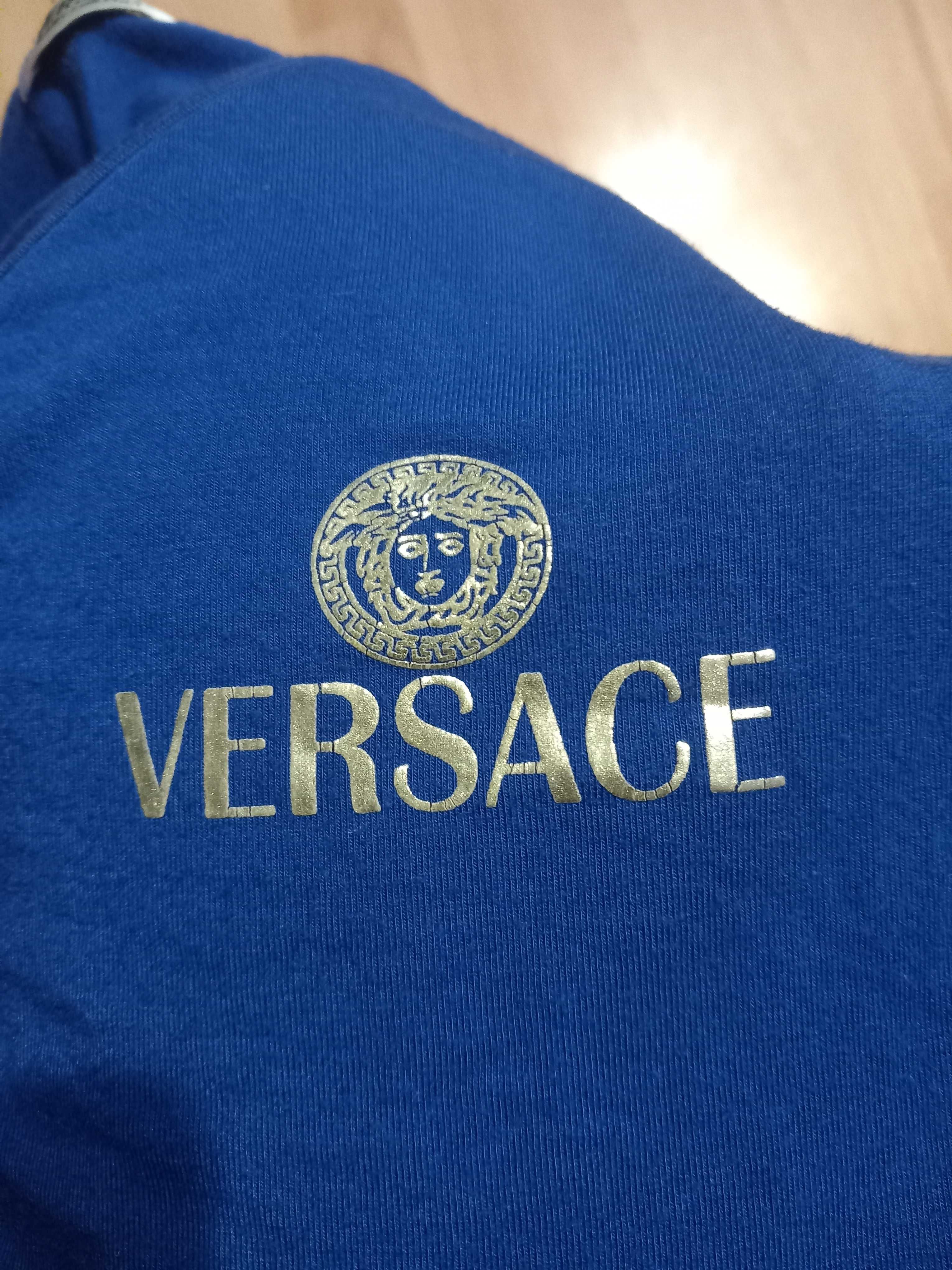 Granatowa bluzka koszulka t-shirt, krótki rękaw, Versace Jeans Couture