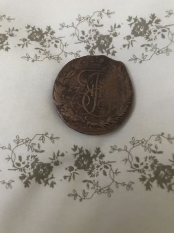 Монета 1765 року 5 копійоквиготовлена із міді