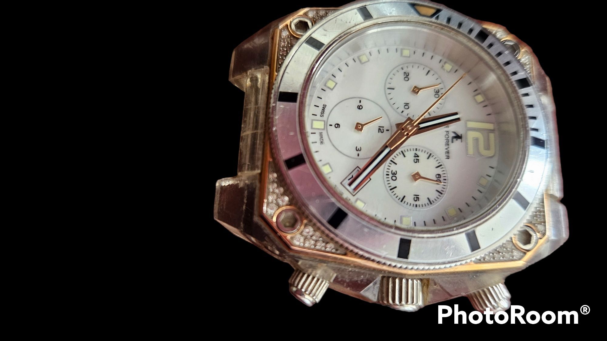 T4E-48 brylantów Szwajcarski damski zegarek chronograph