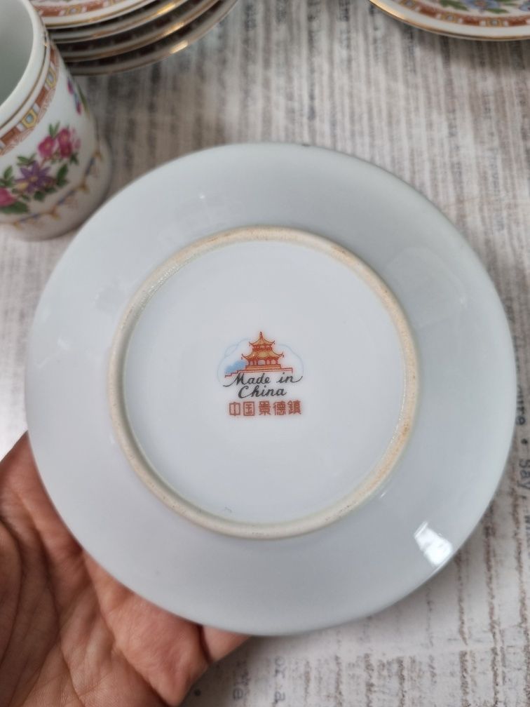 Zestaw stołowy espresso porcelana chińska z lat 80.