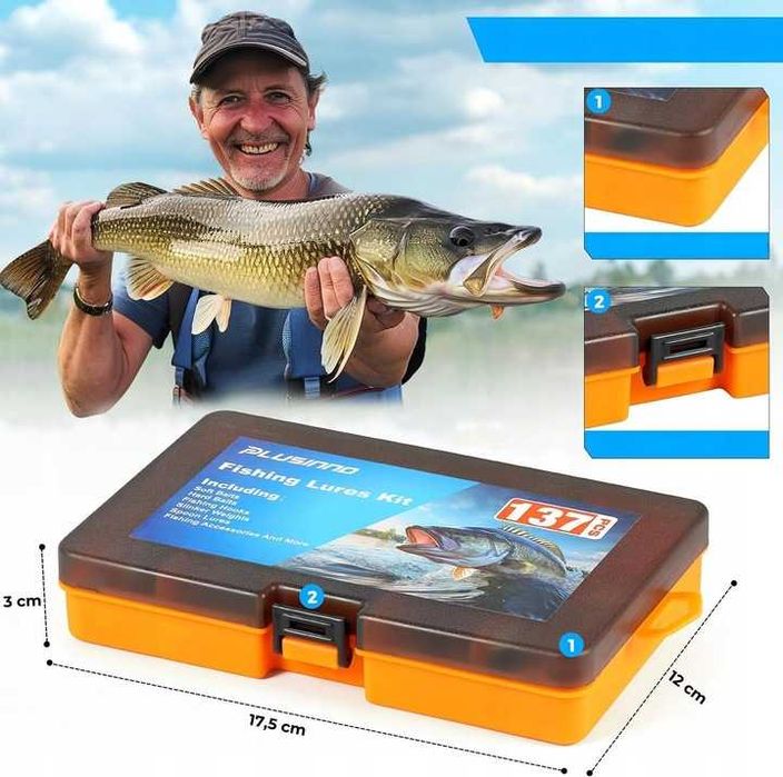 Skrzynka Wędkarska Zestaw 137 Przynęt na Ryby Akcesoria Haczyk Spławik