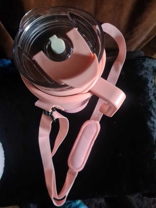 kubek termiczny 1100ml różowy z uchwytem+etui