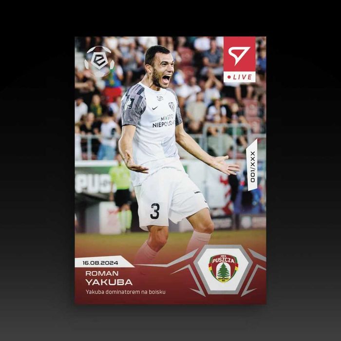 Karta L- 09 Roman Yakuba Ekstraklasa 2024/25 LIVE Puszcza Niepołomice