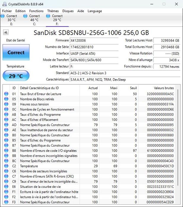 Lote de 4 discos SSD 256 Go NVME M2
