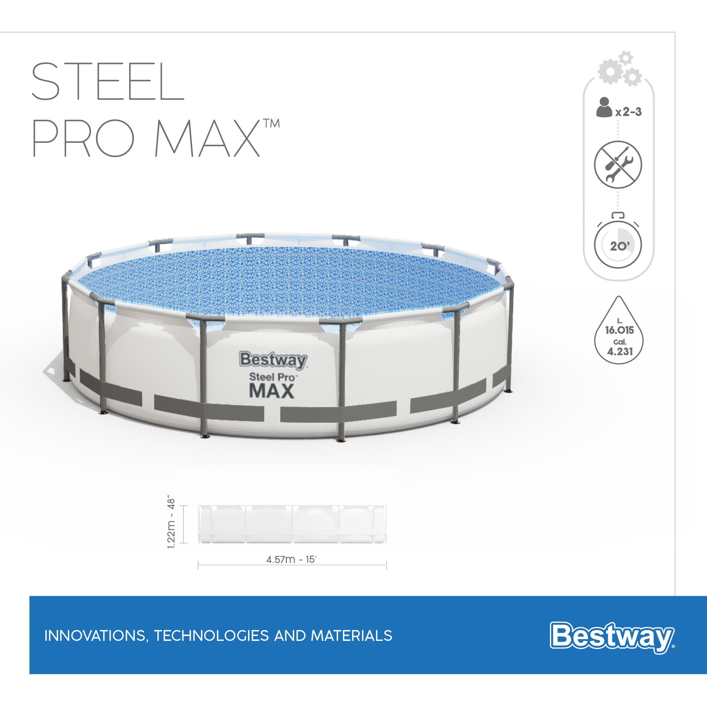 Piscina STEEL PRO MAX circular 457x122cm com depuradora +