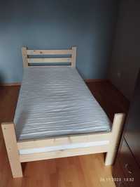 Łóżko drewniane jednoosobowe 100x200 + materac prawie nieużywane