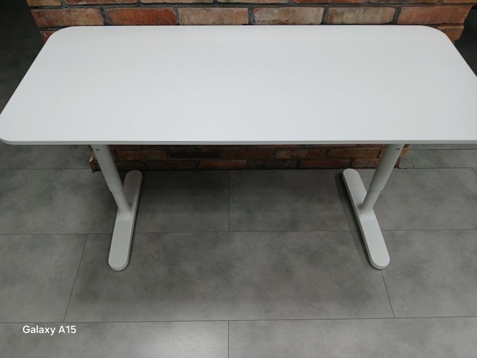 Biurko ikea bekant 140x60 białe regulacja jak nowe