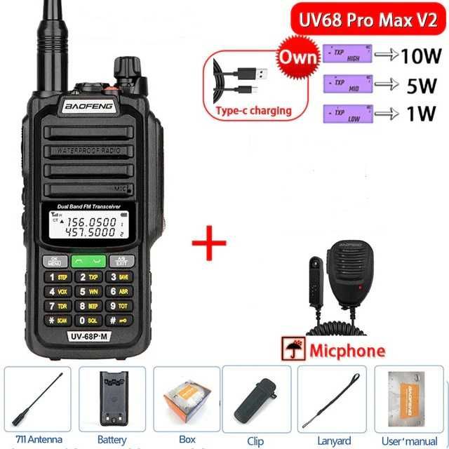 Рация Baofeng UV 9R PRO V1 IP68 + плечевой динамик.  , FM