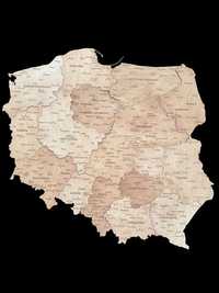 Mapa Polski 100 cm w kolorze winchester