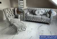 PRODUCENT zestawchesterfield sofa fotel pufa pikowana glamour NR.402