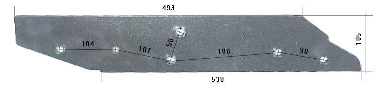 Płoza długa pługa Kuhn 6 otworów 278076/P 278077/L