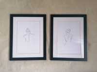 Obraz grafika lineart kobieta ramka czarna 30x40 Ikea minimalistyczny