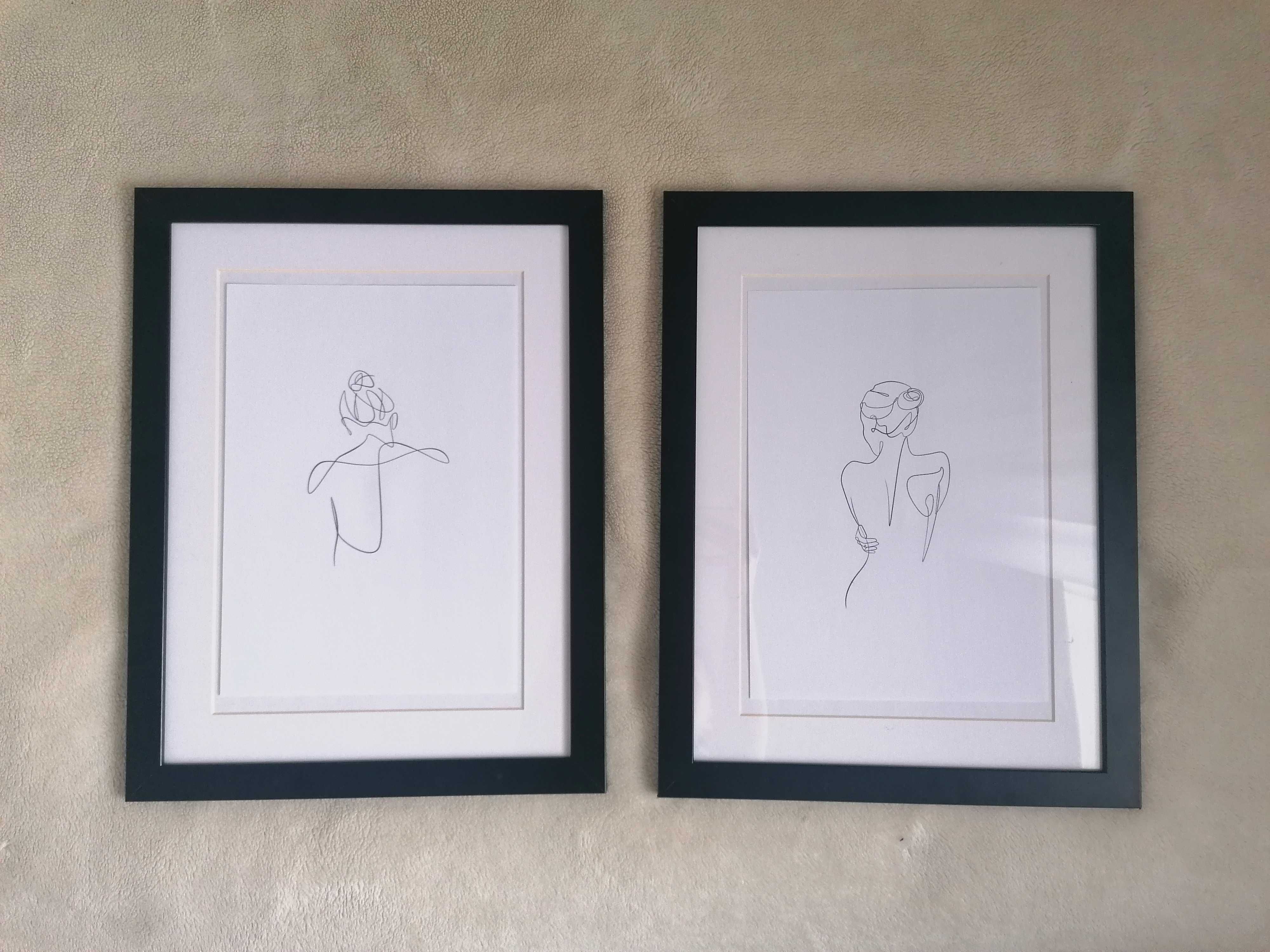 Obraz grafika lineart kobieta ramka czarna 30x40 Ikea minimalistyczny