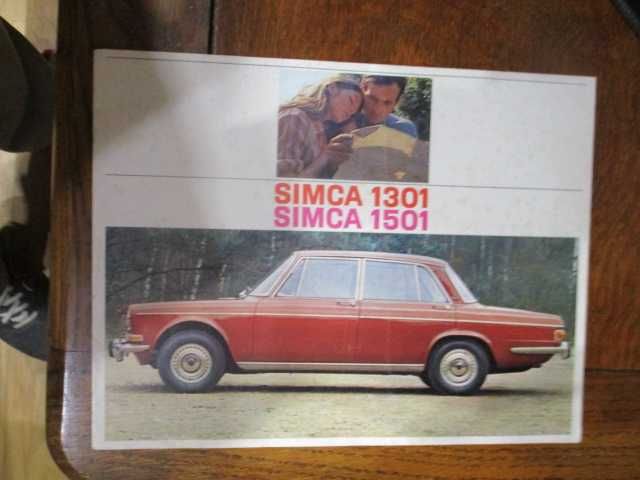 folheto vintage publicitário  Simca 1301 ,  1501