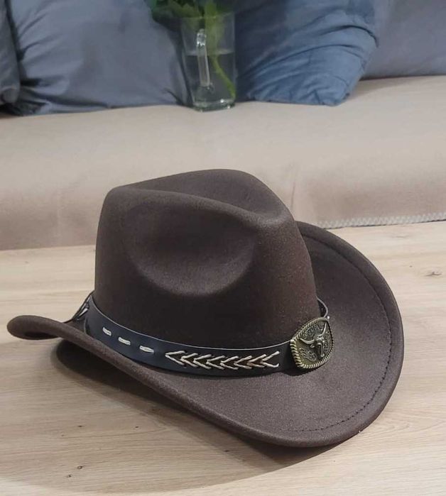 Kapelusz kowbojski brązowy klasyczny Wild West Country Western nowy