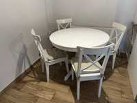 Stół okrągły IKEA INGATORP + 4 krzesła