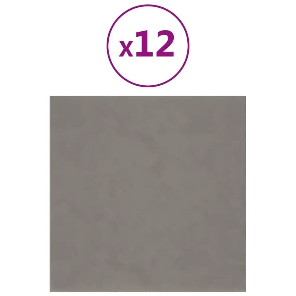 Panele Ścienne Vidaxl 12 Szt Jasnoszary 30 X 30 Cm Aksamit 1,08 M2