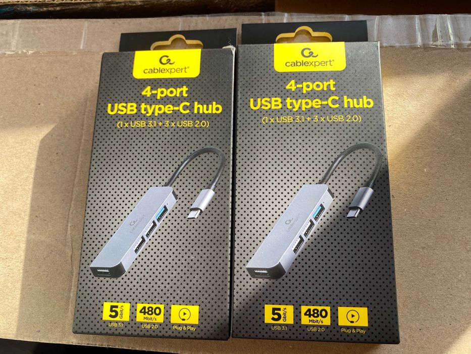 Картрідер Мультипортовий USB хаб ЮСБ Type-C Cablexpert 4 порти