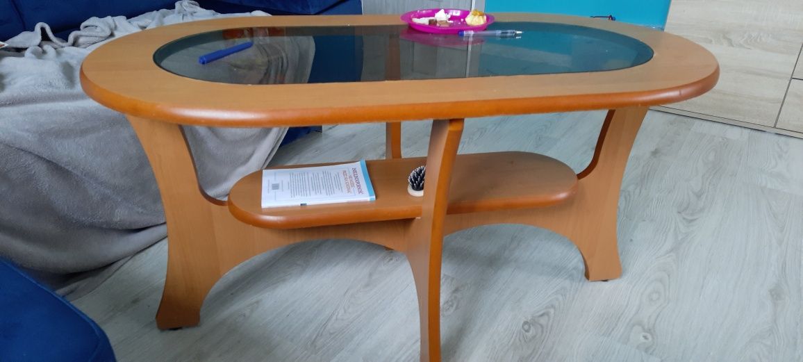 Ława owalna z szybą 60/110