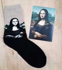Носки принт Мона Лиза, Кальмары. Шкарпетки арт