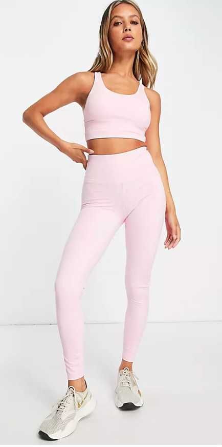 ASOS TALA – Skinluxe – Różowy top sportowy (S) i legginsy (M)