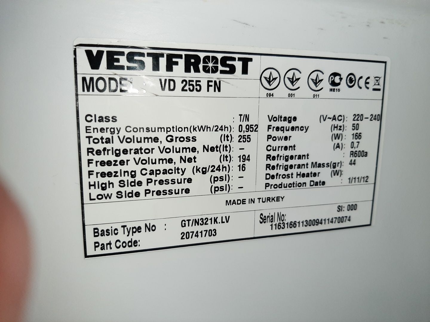 Морозильна камера Vestfrost VD255FN