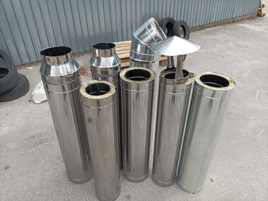 Дымоход утеплённый. Труба для буржуйки. Сэндвич. Труба нерж ф130