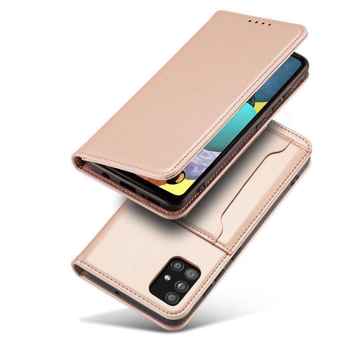 Etui Portfel Magnet Card Case do Samsung A52 5G w różowym odcieniu