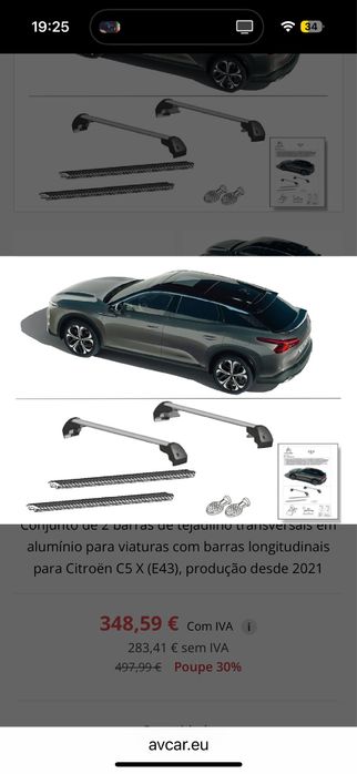 CONJUNTO DE 2 BARRAS DE TEJADILHO CITROËN C5 X (E43)