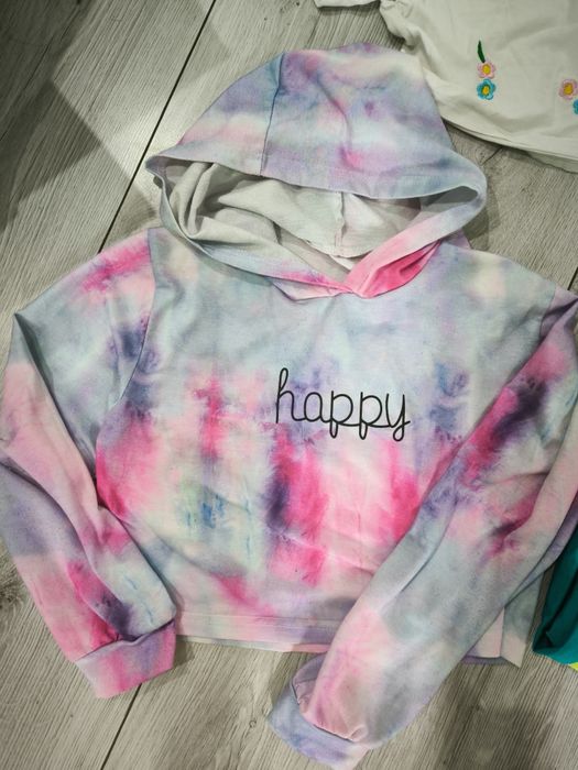 Paka ubrań 140 dla dziewczynki zestaw bluza koszulka crop top