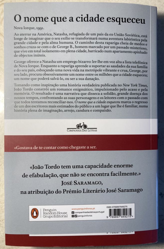 “O nome que a cidade esqueceu”, de João Tordo