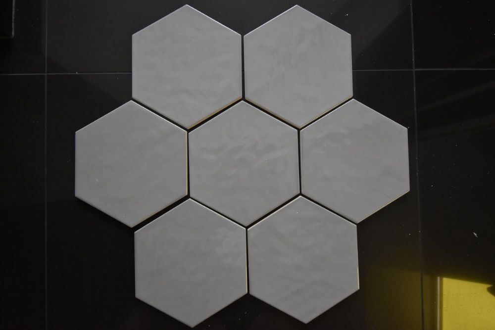 Vodevil Grey Brillo 17,5x17,5 ścienne kafle heksagonalne, błyszczące