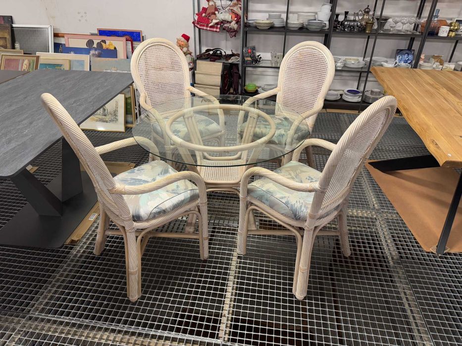 Meble na taras stół okrągły krzesła na ogród meble rattanowe