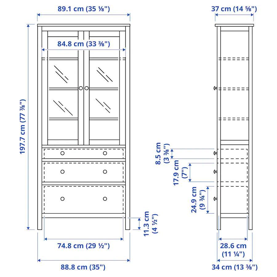 HEMNES Regał, witryna czarnobrązowy 97x197cm 703.717.71