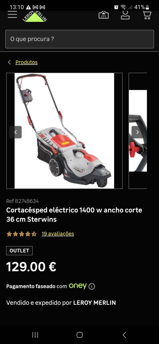 Corta relva Sterwins 1400 W de 35L