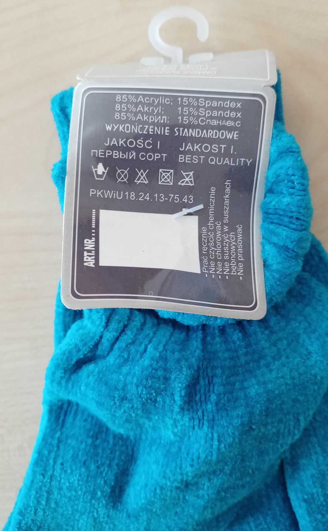 Rękawiczki ciemny turkus akryl