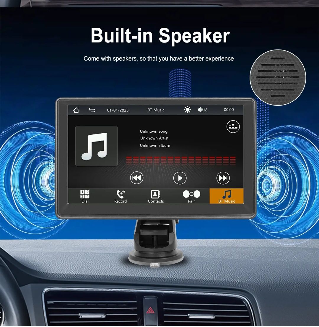 Auto rádio Portátil universal 7" Carplay Android auto