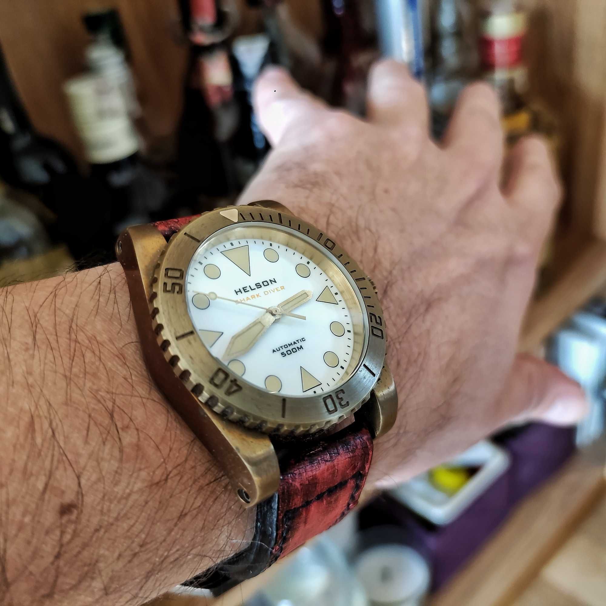 Zegarek Helson Shark Diver LE 42mm brass mosiądz bronze brąz