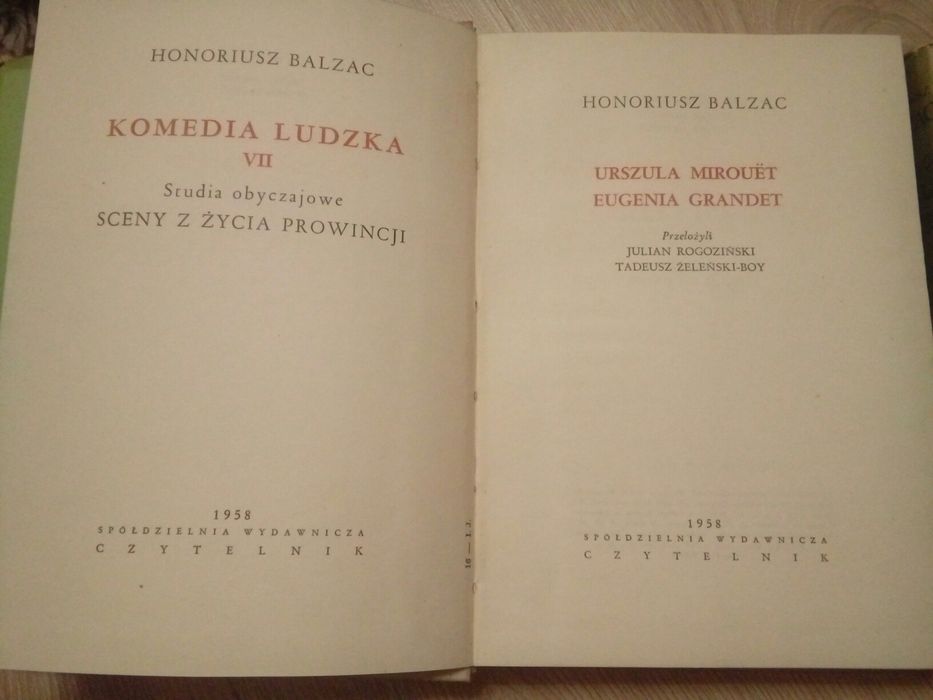 Honoriusz Balzac Komedia ludzka tom VII, Urszula Mirouet, 1958
